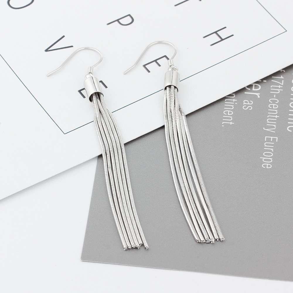 Elegant Braided Silver Tassel Drop Earrings - Lucid Fantasy 