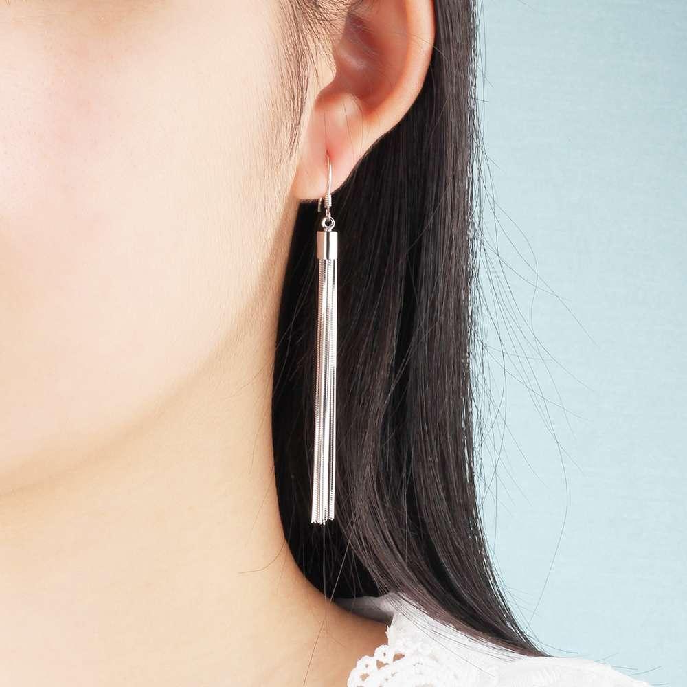 Elegant Braided Silver Tassel Drop Earrings - Lucid Fantasy 