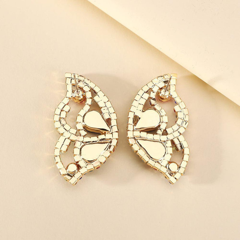 Elegant Crystal-Embellished Butterfly Wing Dangle Earrings - Lucid Fantasy 