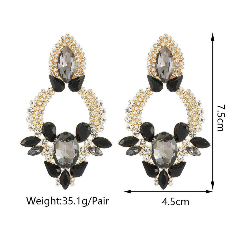 Elegant Geometric Crystal Hoop Drop Earrings with Multi Gemstones - Lucid Fantasy 