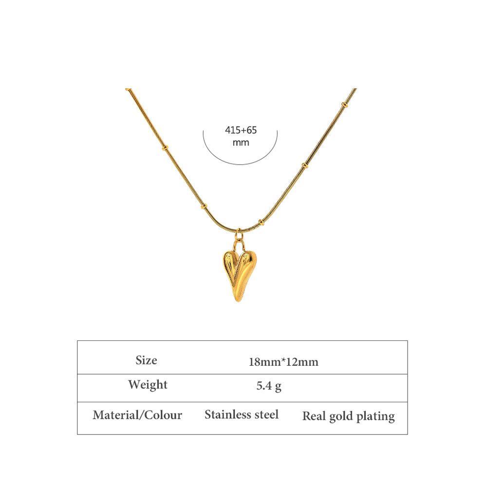 Elegant Gold-Plated Heart Pendant Chain Necklace with Luxe Design - Lucid Fantasy 