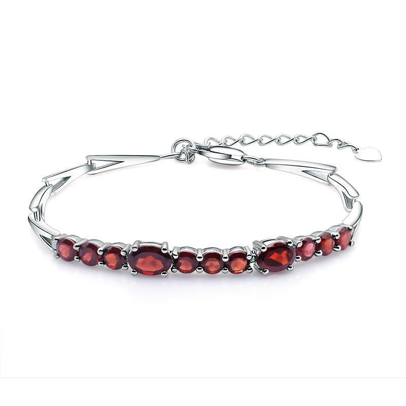 Elegant Interlocked Red Garnet Bracelet in Sterling Silver - Lucid Fantasy 