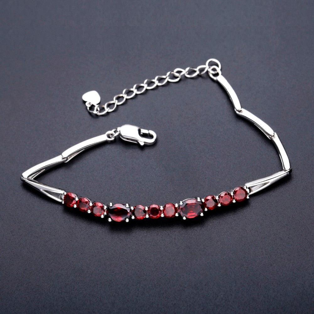 Elegant Interlocked Red Garnet Bracelet in Sterling Silver - Lucid Fantasy 