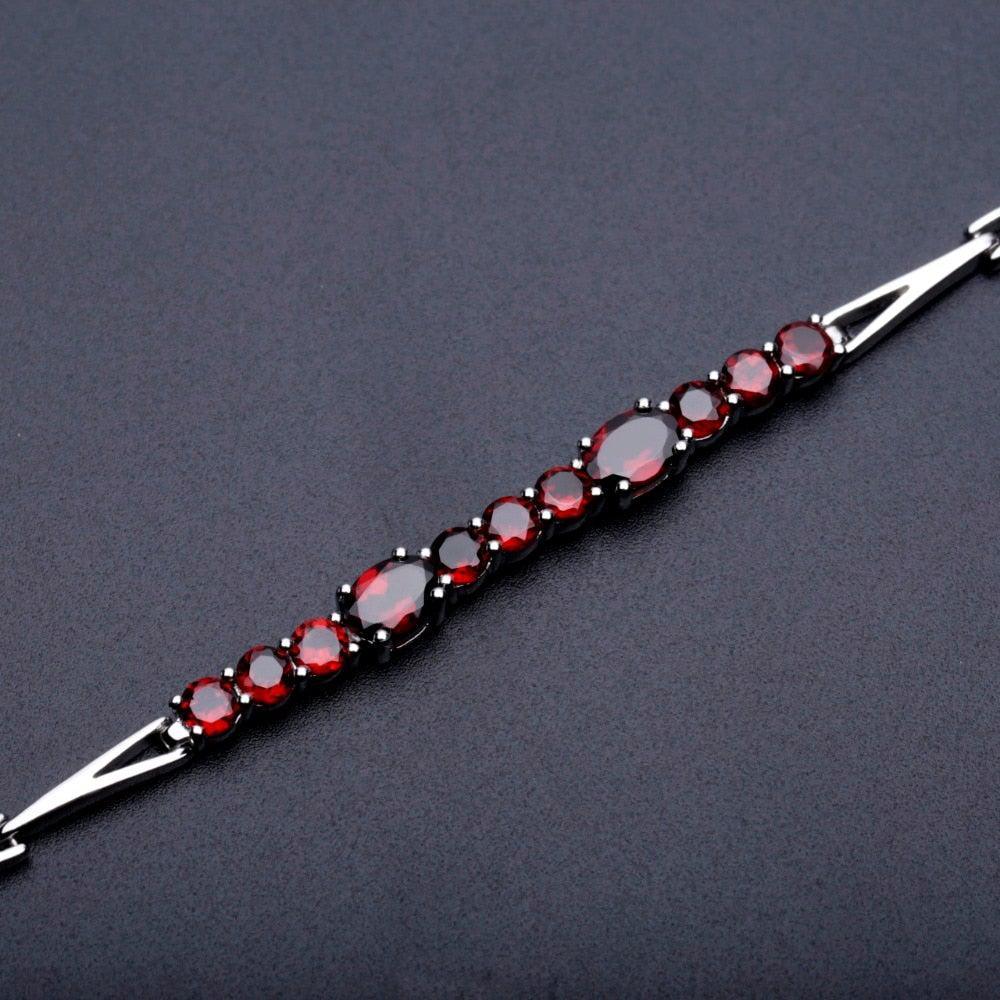 Elegant Interlocked Red Garnet Bracelet in Sterling Silver - Lucid Fantasy 