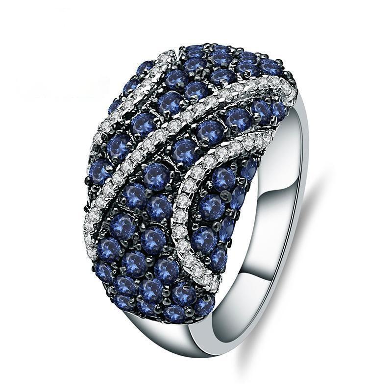 Elegant Interwoven Blue Sapphire Sterling Silver Ring - Lucid Fantasy 