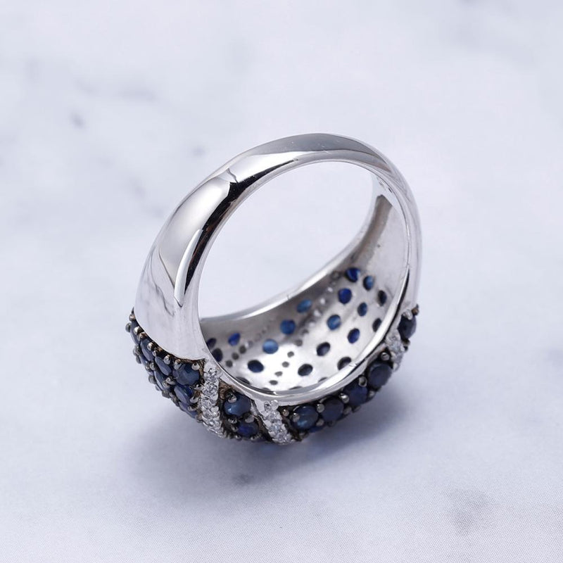 Elegant Interwoven Blue Sapphire Sterling Silver Ring - Lucid Fantasy 