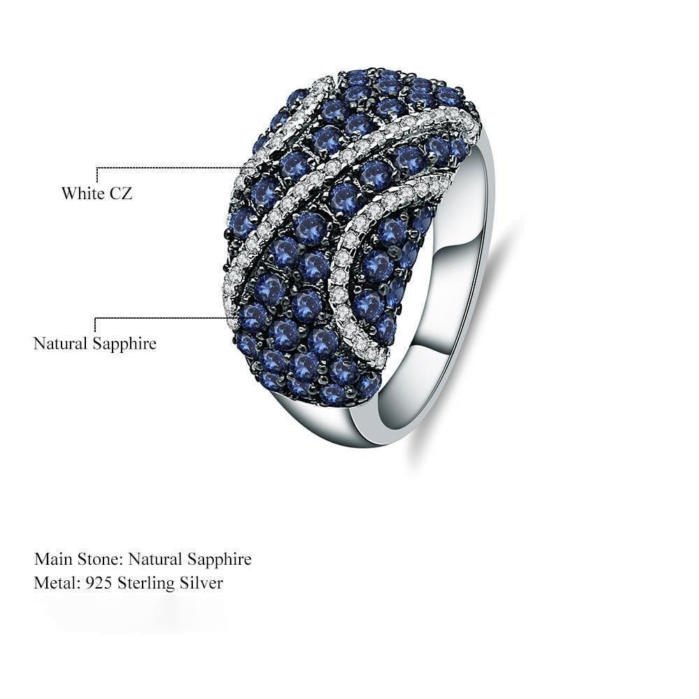 Elegant Interwoven Blue Sapphire Sterling Silver Ring - Lucid Fantasy 