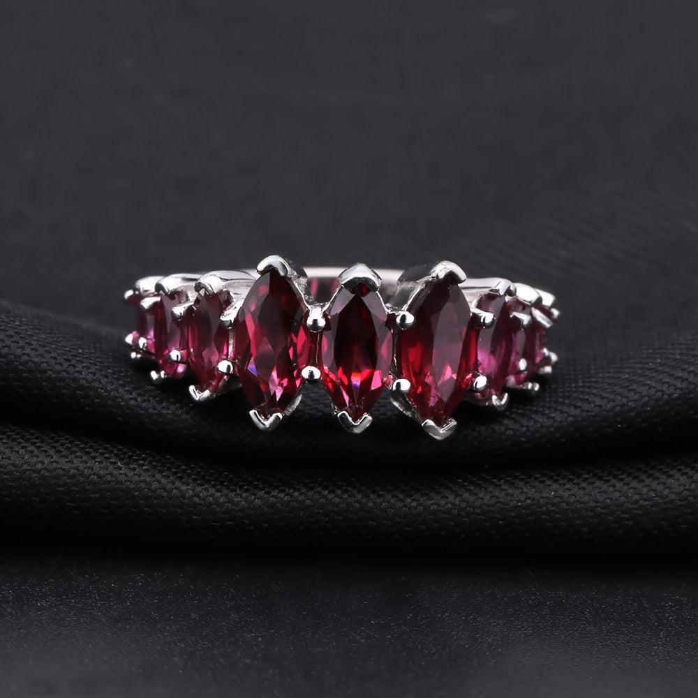 Elegant Marquise Cut Rhodolite Garnet Ring in Sterling Silver - Lucid Fantasy 