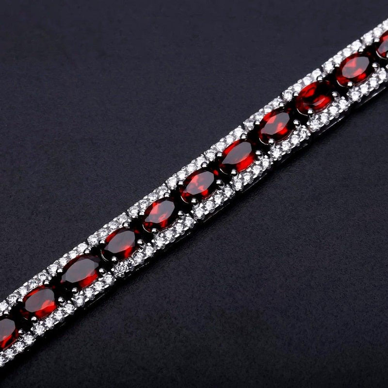 Elegant Red Garnet and Sterling Silver Link Bracelet - Lucid Fantasy 