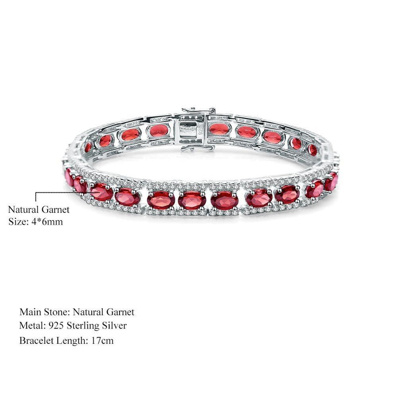 Elegant Red Garnet and Sterling Silver Link Bracelet - Lucid Fantasy 