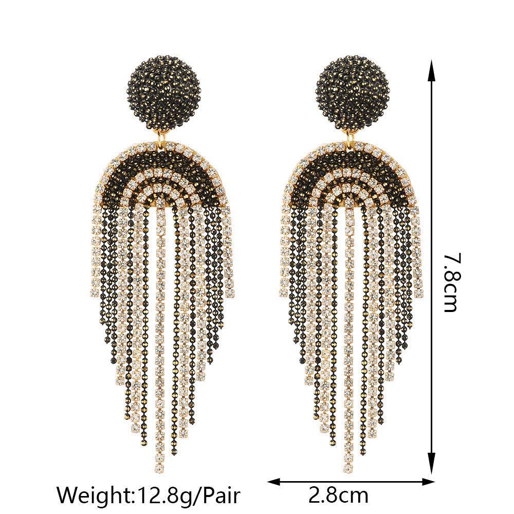 Elegant Rhinestone Tassel Drop Earrings for Formal Occasions - Lucid Fantasy 