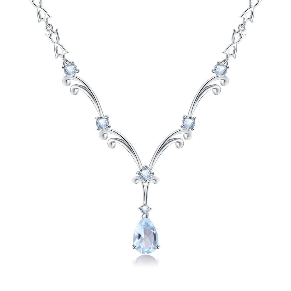 Elegant Sky Blue Topaz Sterling Silver Pendant Necklace - Lucid Fantasy 