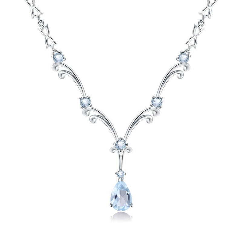 Elegant Sky Blue Topaz Sterling Silver Pendant Necklace - Lucid Fantasy 