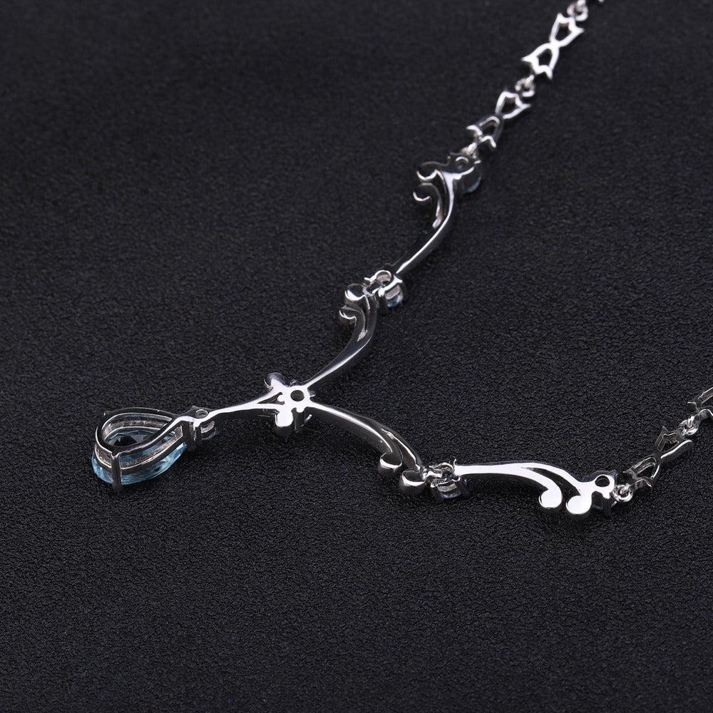 Elegant Sky Blue Topaz Sterling Silver Pendant Necklace - Lucid Fantasy 