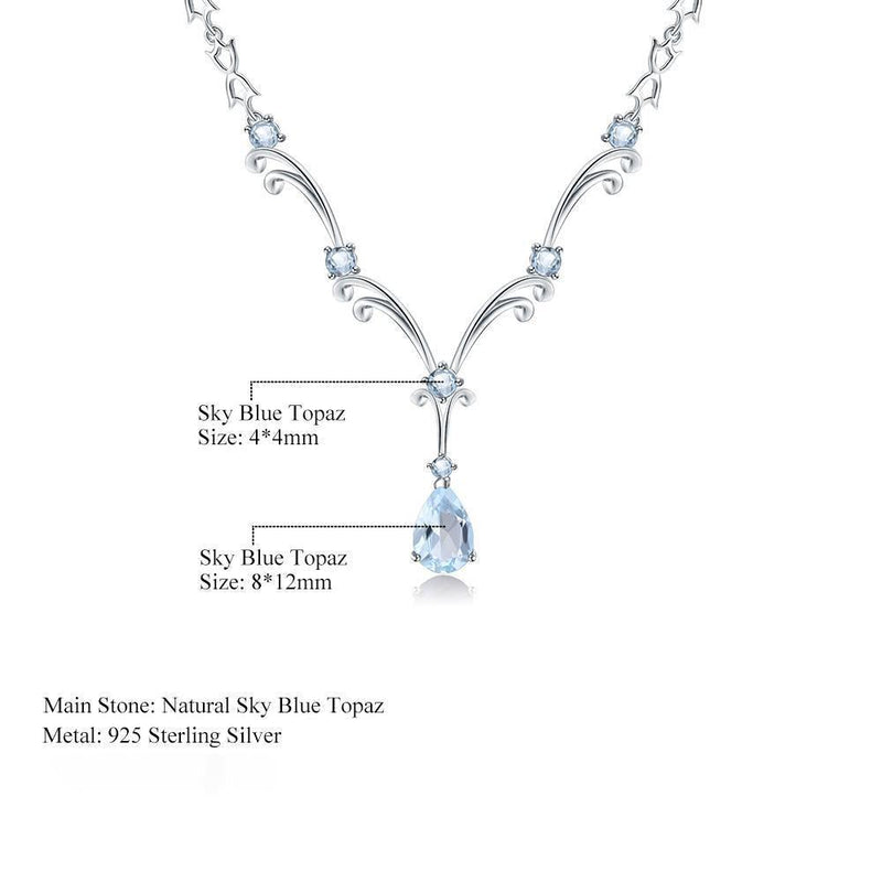 Elegant Sky Blue Topaz Sterling Silver Pendant Necklace - Lucid Fantasy 