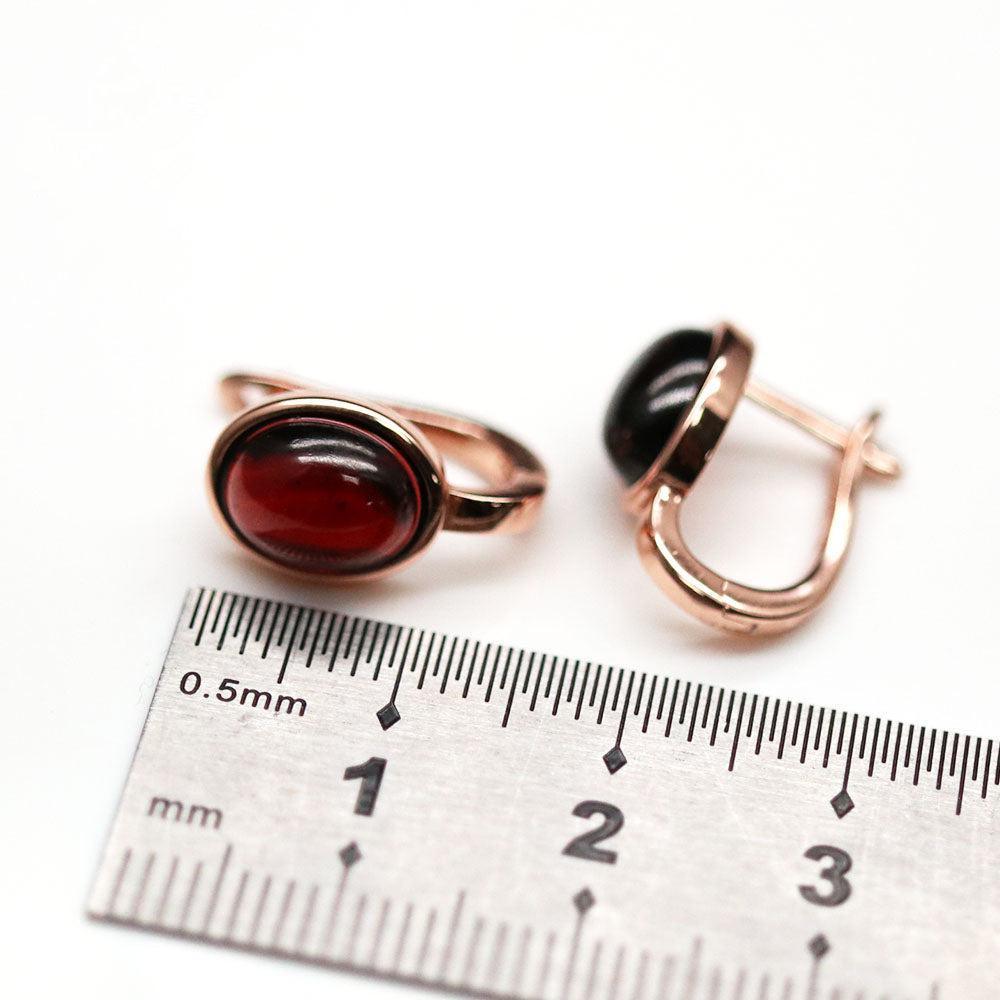 Elegant Sterling Silver and Rose Gold Huggie Earrings with Natural Mozambique Garnet - Lucid Fantasy 