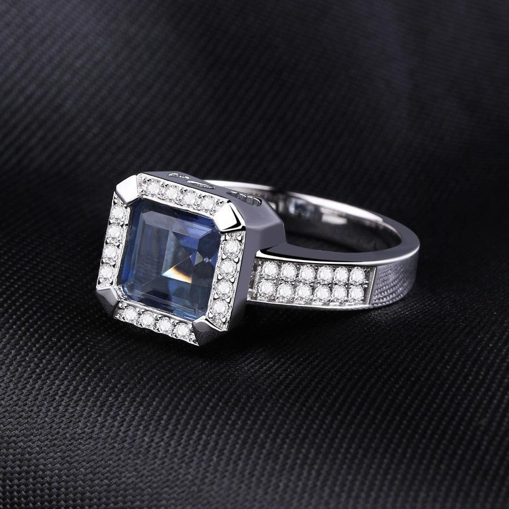 Elegant Sterling Silver Blue Mystic Quartz and Cubic Zirconia Pave Ring - Lucid Fantasy 