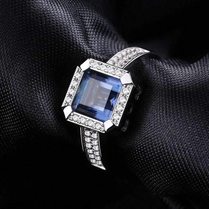 Elegant Sterling Silver Blue Mystic Quartz and Cubic Zirconia Pave Ring - Lucid Fantasy 