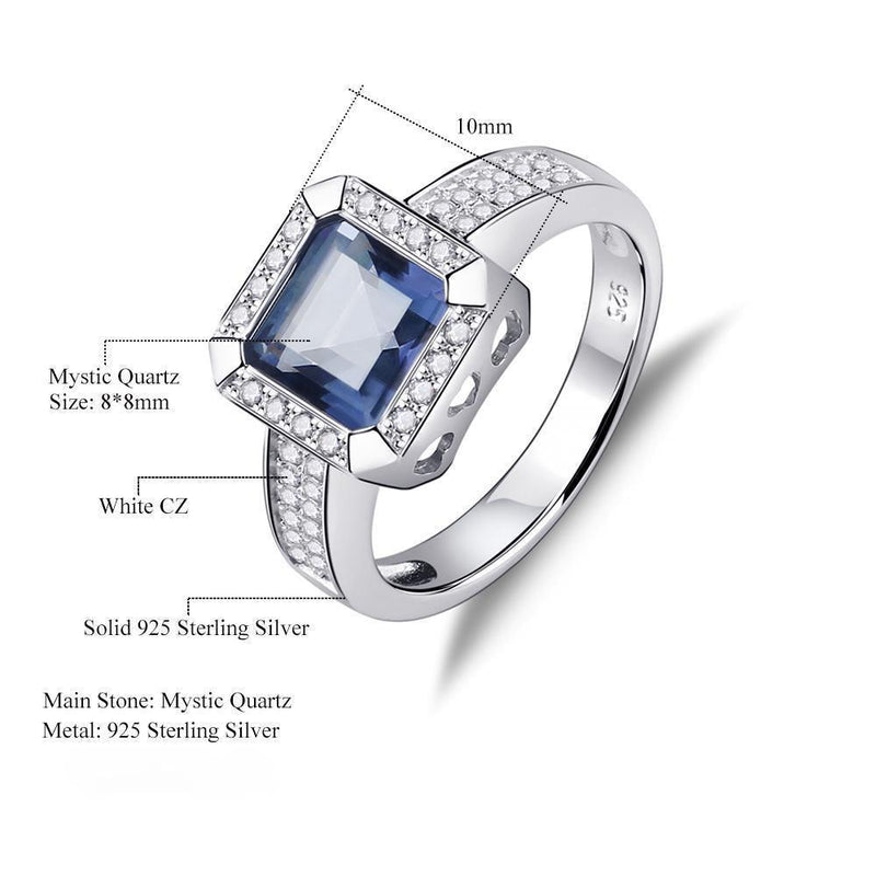 Elegant Sterling Silver Blue Mystic Quartz and Cubic Zirconia Pave Ring - Lucid Fantasy 