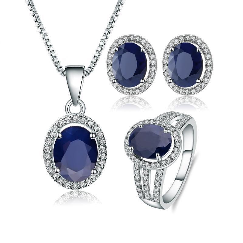 Elegant Sterling Silver Blue Sapphire and CZ Jewelry Collection - Lucid Fantasy 