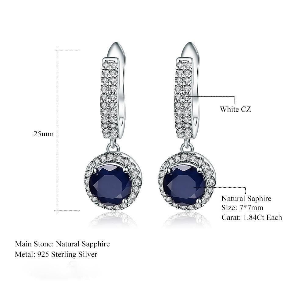 Elegant Sterling Silver Blue Sapphire Halo Pendant Earrings - Lucid Fantasy 