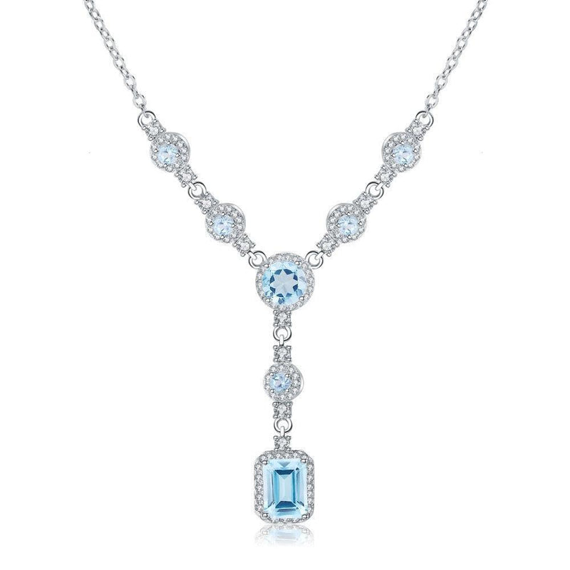 Elegant Sterling Silver Blue Topaz Pendant Necklace - Lucid Fantasy 