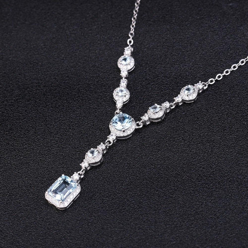 Elegant Sterling Silver Blue Topaz Pendant Necklace - Lucid Fantasy 