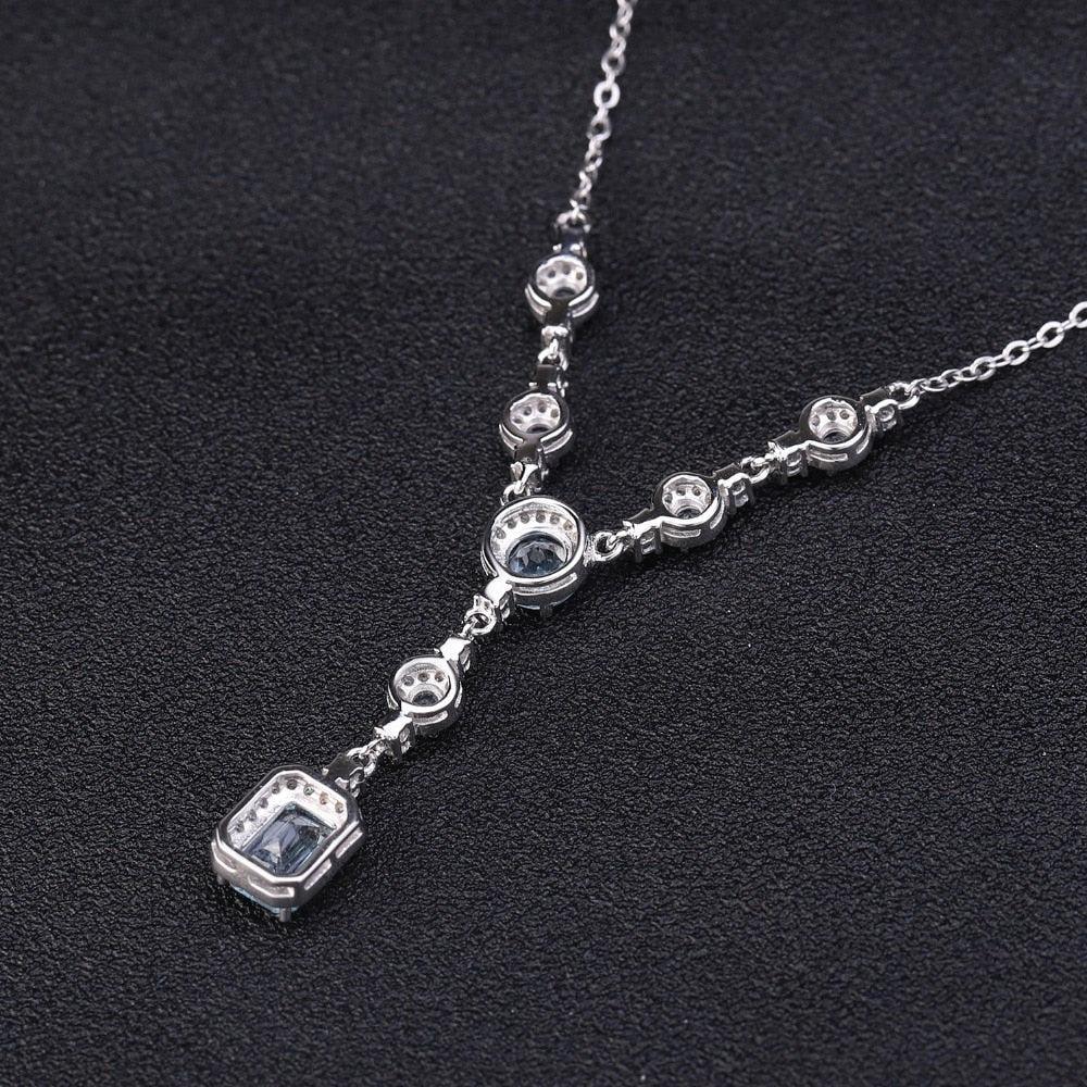 Elegant Sterling Silver Blue Topaz Pendant Necklace - Lucid Fantasy 