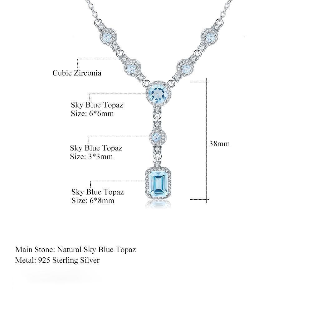 Elegant Sterling Silver Blue Topaz Pendant Necklace - Lucid Fantasy 