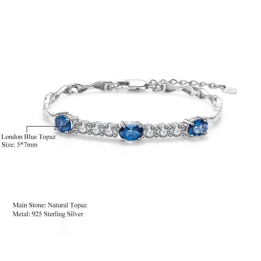 Elegant Sterling Silver Bracelet with London Blue Topaz and CZ Accents - Lucid Fantasy 