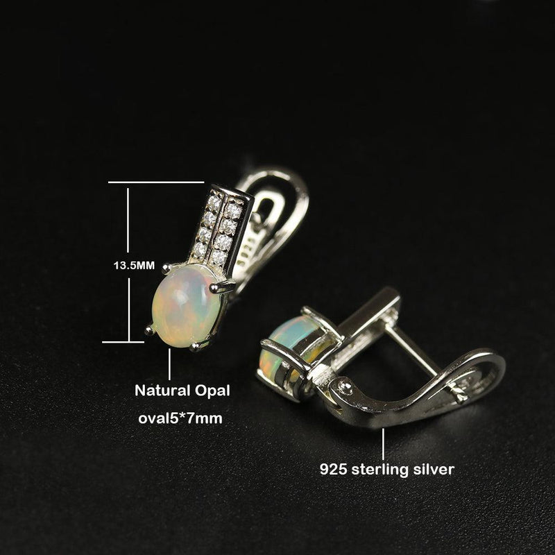 Elegant Sterling Silver Ethiopian Opal and CZ Pave Dangle Earrings - Lucid Fantasy 