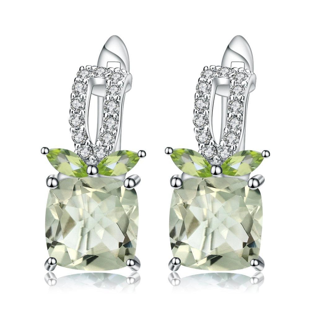 Elegant Sterling Silver Green Amethyst and Peridot Earrings - Lucid Fantasy 