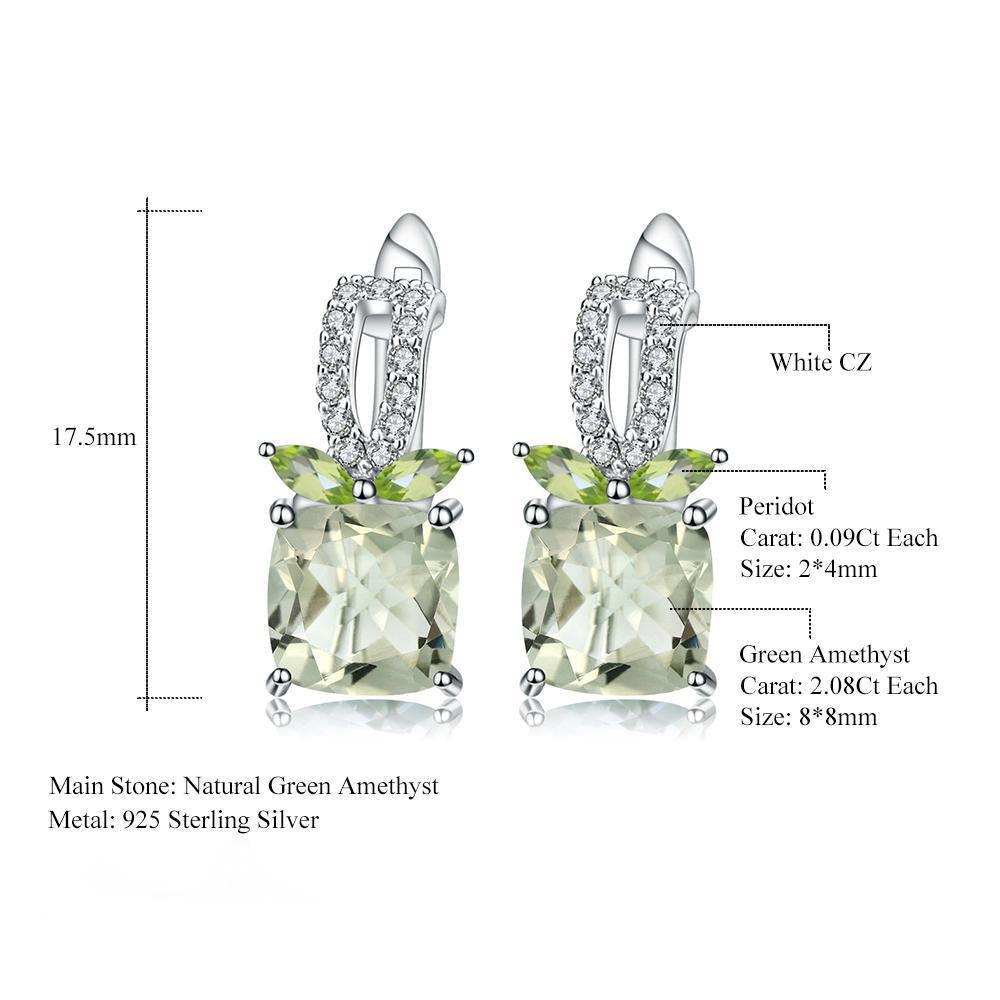 Elegant Sterling Silver Green Amethyst and Peridot Earrings - Lucid Fantasy 