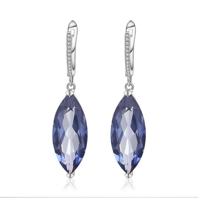 Elegant Sterling Silver Marquise Quartz Dangle Earrings - Lucid Fantasy 