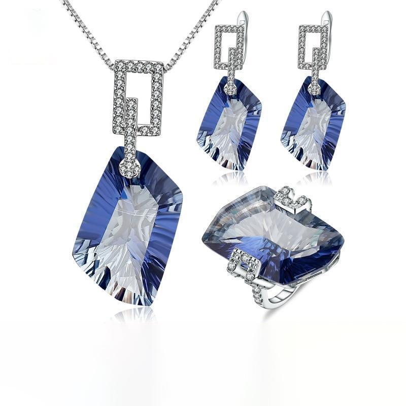 Elegant Sterling Silver Mystic Quartz Jewelry Ensemble - Lucid Fantasy 