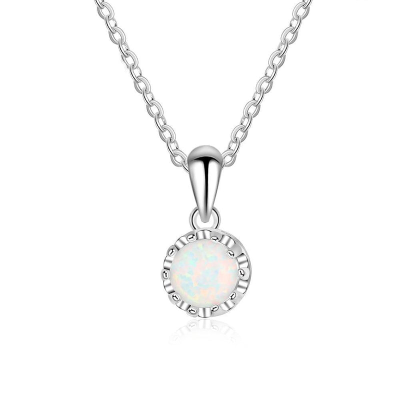 Elegant Sterling Silver Opal Pendant Necklace - Lucid Fantasy 