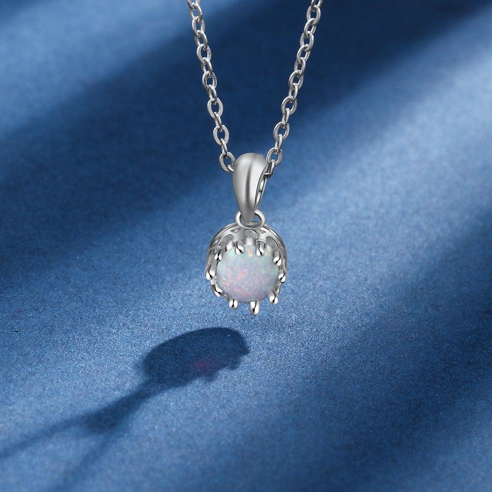 Elegant Sterling Silver Opal Pendant Necklace - Lucid Fantasy 