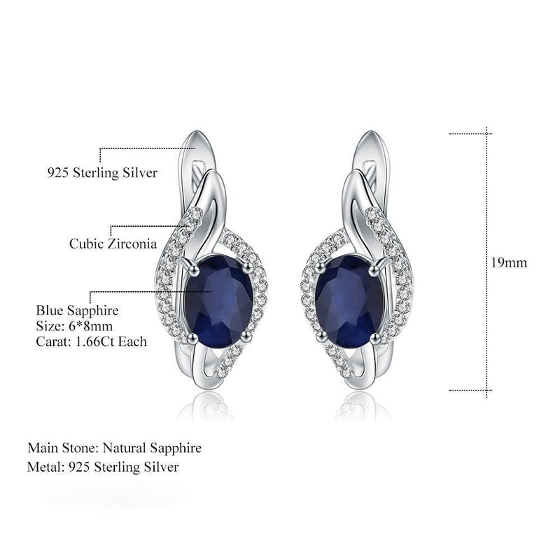 Elegant Sterling Silver Oval Blue Sapphire Swirl Earrings - Lucid Fantasy 