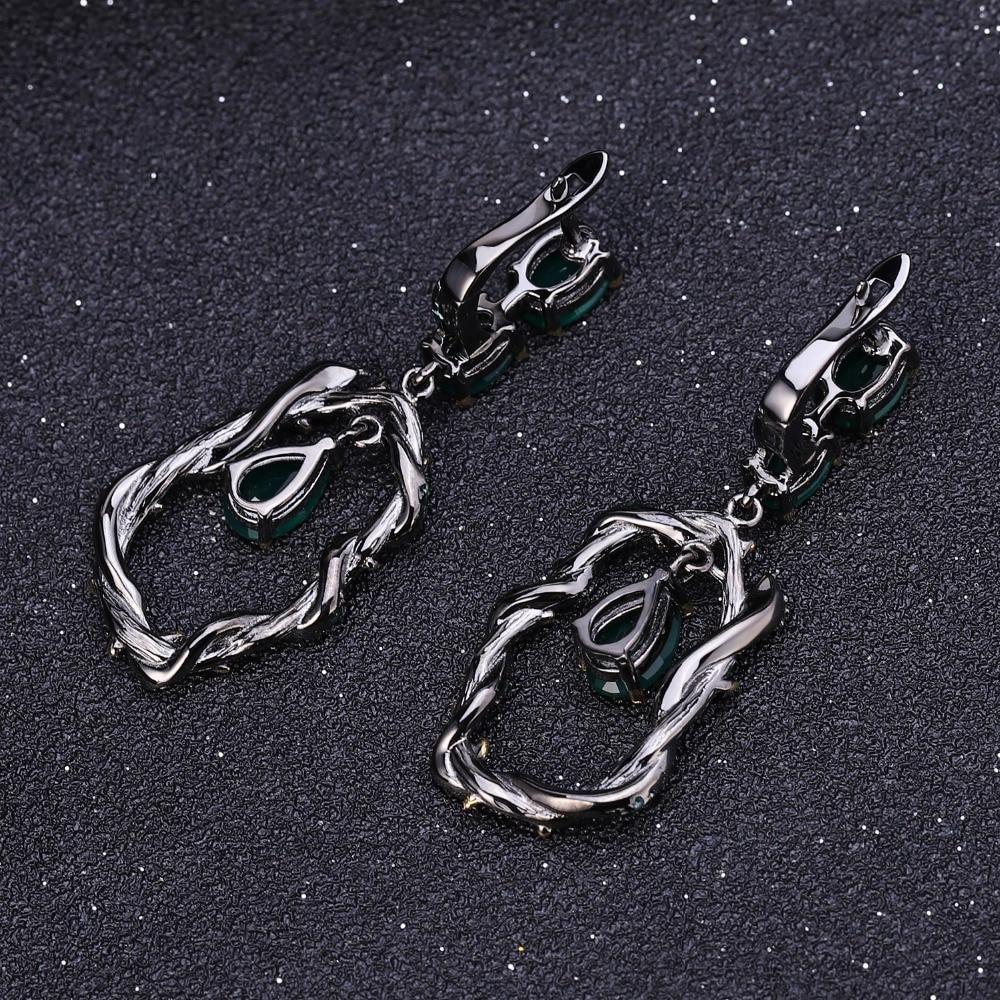 Elegant Sterling Silver Snake Design Green Agate Dangle Earrings - Lucid Fantasy 