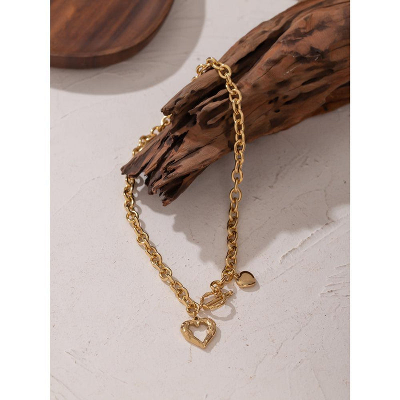 Elegantly Crafted Golden Angel Heart Charm Pendant Necklace - Lucid Fantasy 