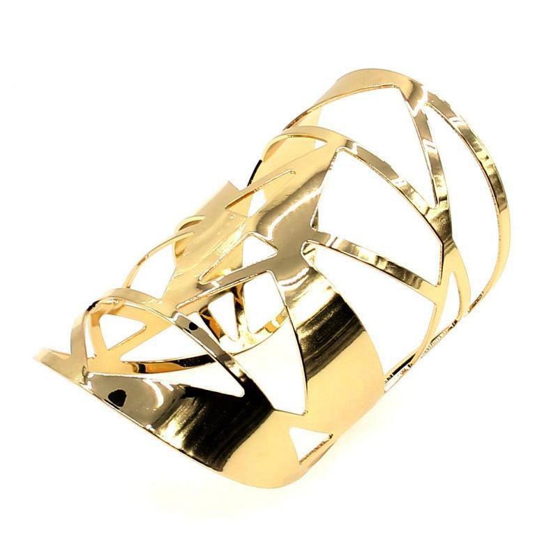 Ethereal Elegance Open Cuff Bracelet - Luxurious Hollow Cutout Design in Zinc Alloy - Lucid Fantasy 