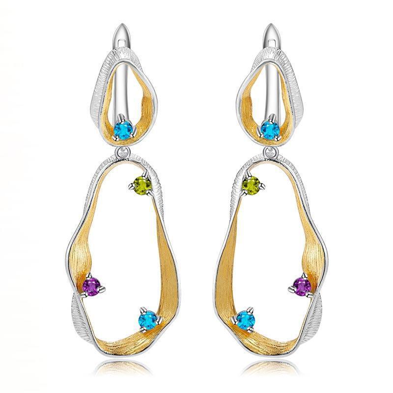 Exquisite Multi-Stone Twist Earrings in Sterling Silver - Lucid Fantasy 