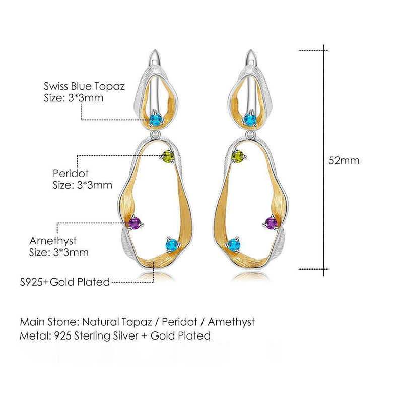 Exquisite Multi-Stone Twist Earrings in Sterling Silver - Lucid Fantasy 