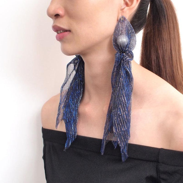 Fabric Lace Hoop Statement Earrings