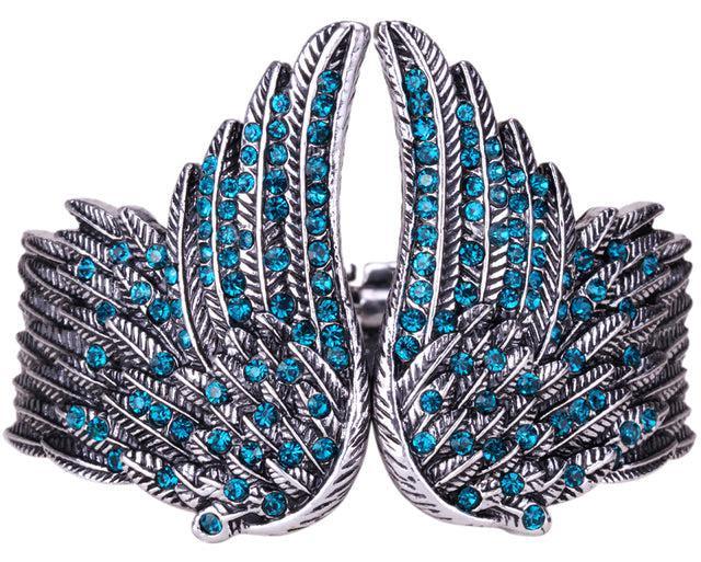 Feather Embrace Wide Cuff Bangle Bracelet - Lucid Fantasy 