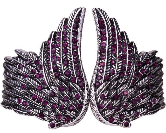 Feather Embrace Wide Cuff Bangle Bracelet - Lucid Fantasy 