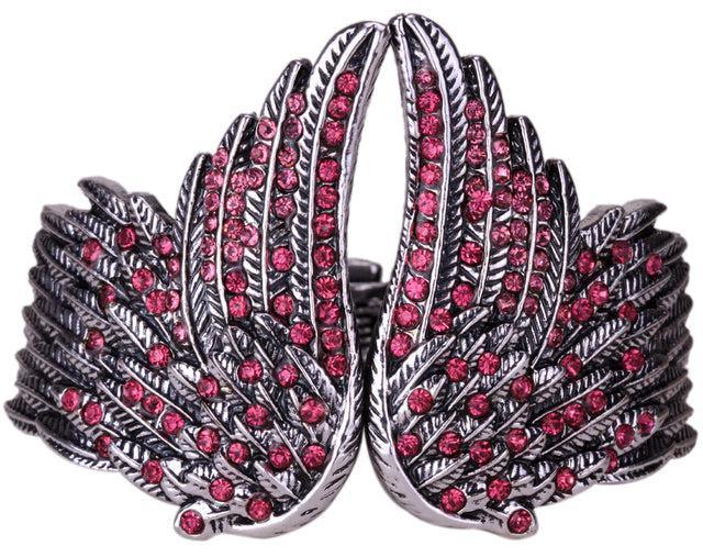 Feather Embrace Wide Cuff Bangle Bracelet - Lucid Fantasy 