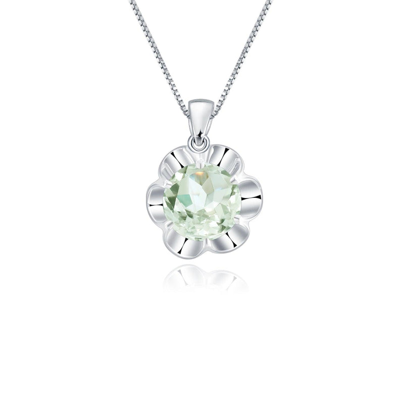 Floral-Inspired Sterling Silver Green Amethyst Gemstone Necklace - Lucid Fantasy 