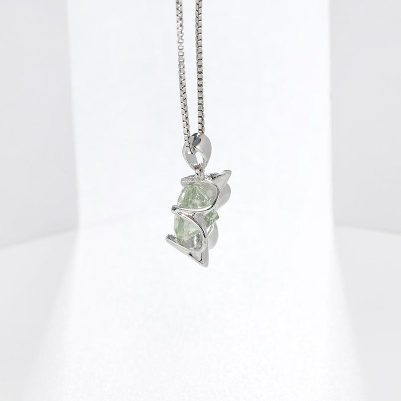 Floral-Inspired Sterling Silver Green Amethyst Gemstone Necklace - Lucid Fantasy 