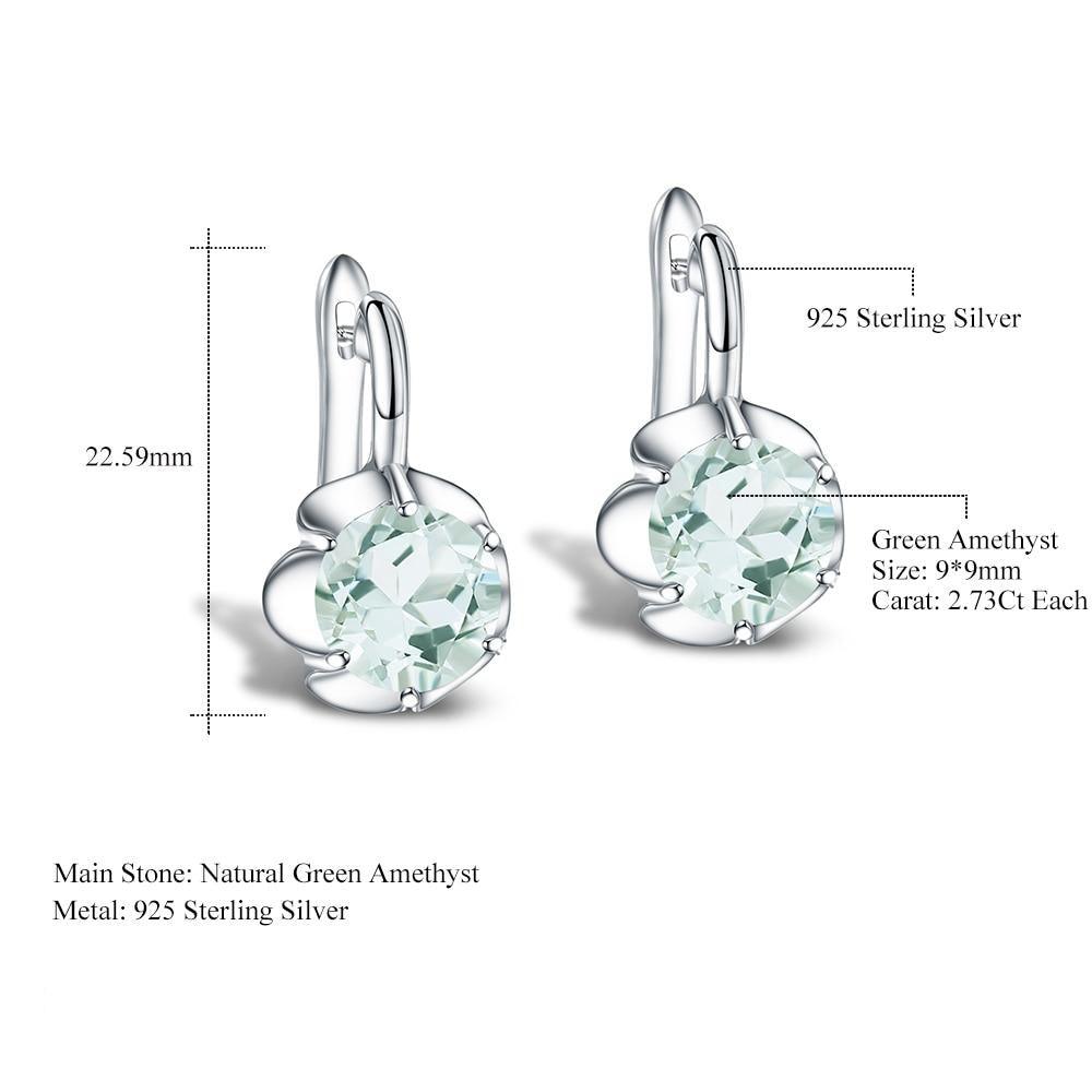 Floral Sterling Silver Earrings with Green Amethyst - Lucid Fantasy 